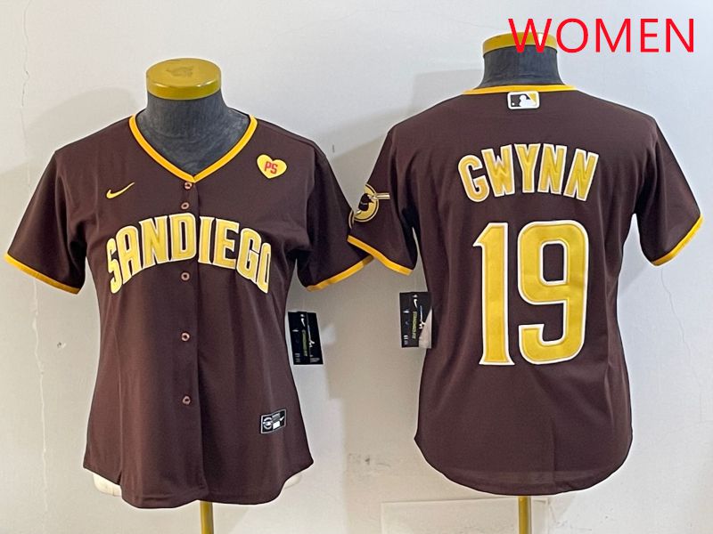 Women San Diego Padres #19 Gwynn Brown Game 2025 Nike MLB Jersey style 1->women mlb jersey->Women Jersey